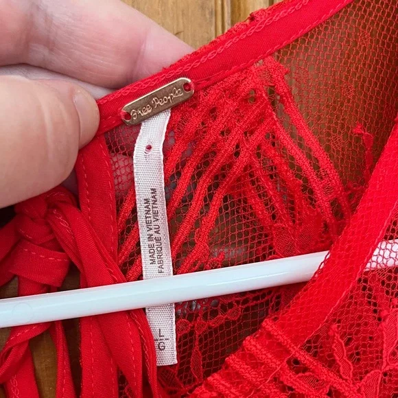 Free People Red Lace Midi Dress like new never worn - Picture 3 of 11